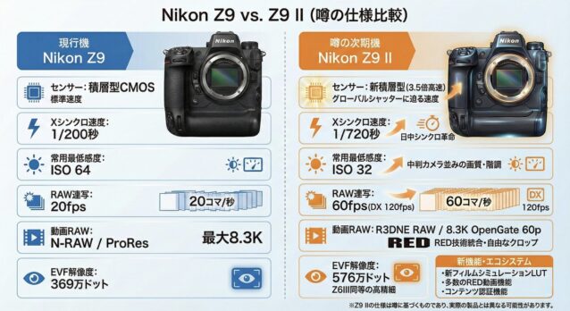 Z9IIの噂のスペックを現行のZ9と比較してみる | ログカメラ